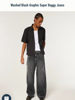 Gilly Hicks Washed Black Graphic Relaxed Jeans